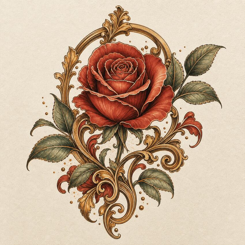Neo-traditional tattoo design example with strong contour and color